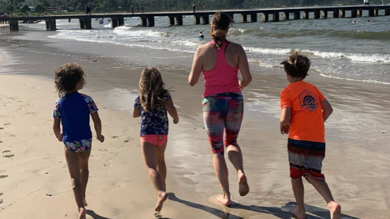 Anne Peled, M.D. Running on the beach with children - Exercising After Breast Cancer Surgery